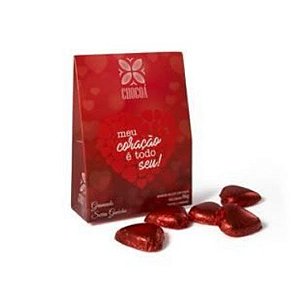 Caixa sacolinha com mini coração de chocolate - 96G