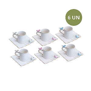 JOGO PARA CAFÉ BIRDS DESIGN - 06 PEÇAS