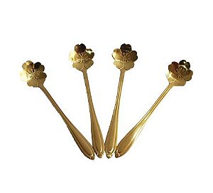 COLHER FLOWER DOURADA