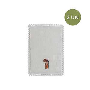 SET COM 2 GUARDANAPOS COQUETEL DRINK LARANJA