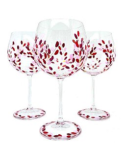 TAÇA PINTADA LEAVES PINK
