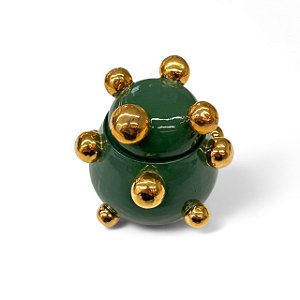 CAIXINHA BRUXELAS VERDE MUSGO COM OURO AMARELO