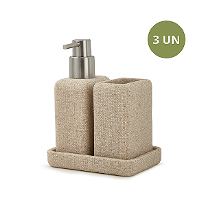 KIT PARA BANHEIRO EM POLIRRESINA BEGE