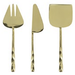 CONJUNTO 3 FACAS PARA QUEIJO DOURADAS