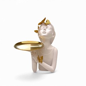 ESCULTURA MENINA COM BANDEJA