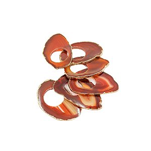 SET COM 2 PORTA GUARDANAPOS ÁGATA E OURO