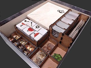 Organizador (INSERT MDF) para Gloomhaven: Presas do Leão (Versão Nacional) + Board Band (Elástico)