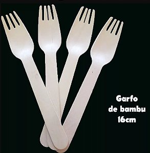 GARFO DESCARTÁVEL REFEIÇÃO DE BAMBU / MADEIRA 16 CM - PACOTE COM 100 UNIDADES
