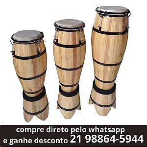 Atabaque Trio Madeira Tarraxa 60 - 70 - 80cm