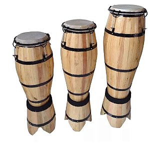 Atabaque Trio Madeira Tarraxa 60 - 70 - 80cm