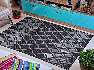 TAPETE SISSLE 1,50 X 2,00 S-566 (PRETO/CINZA)