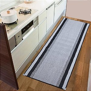 Tapete Passadeira Sisal Corredor Cinza/Preto 66 X 400 cm PS-33