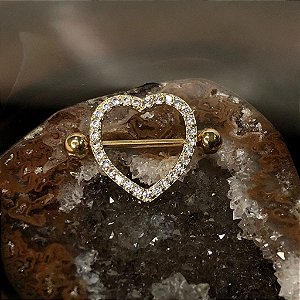 Piercing Mamilo Haste Coração Cravejado