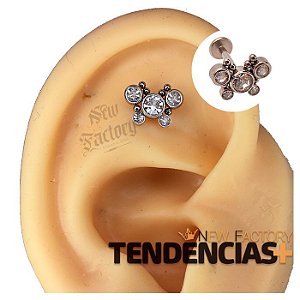 Piercing Orelha Flat Helix Microbell Cobrinha Dourado