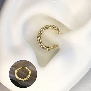 Piercing Orelha/Cartilagem Coração Daith Dourado - Loja de Piercings