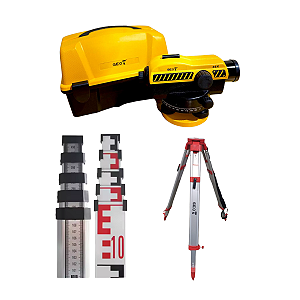 Kit de Nível Óptico Automático 32x com Mira de 5m e Tripé para Topografia
