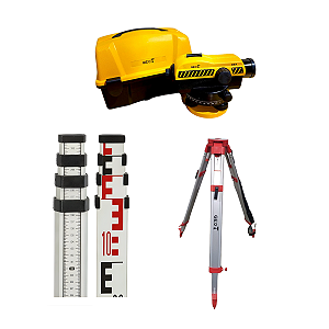 Kit Nível Óptico Automático 32x com Mira de 4m e Tripé JZ3 para Topografia