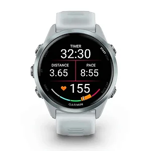 Monitor Cardíaco Gps Garmin Relógio Forerunner 570 de 42mm Azul com pulseira marfim translúcida azul nuvem