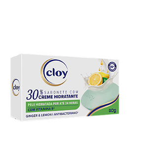 SABONETE CLOY CREME HIDRATANTE GINGER & LEMON ANTIBACTERIANO 80g