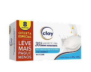 SABONETE CLOY CREME HIDRATANTE MILK CARE - LEVE MAIS PAGUE MENOS 8 UNIDADES