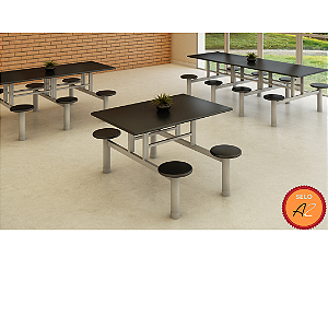 Mesa refeitorio com  bancos redondo Marzo Vitorino