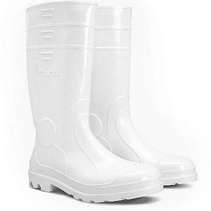 BOTA PVC CANO LONGO BRANCA COM FORRO INTERNO DE POLIÉSTER