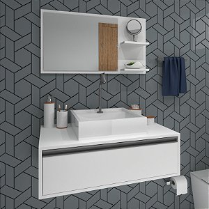 Conjunto Gabinete Para banheiro MDF Romanus 80cm