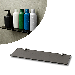 Prateleira Retangular 30cm Vidro Fumê / Pino Cromo