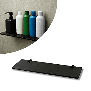 Prateleira Retangular 30cm Vidro Fumê / Pino Preto