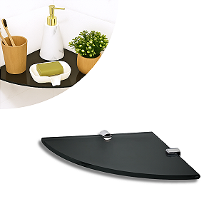 Prateleira Canto 30cm Vidro Fumê / Pino Cromo