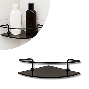 Porta Shampoo Canto Veneza Vidro Fumê - Haste Preta