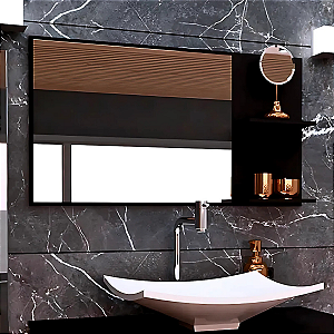 Espelheira P/ Banheiro 80cm 100% MDF Fixação C/ Prateleira