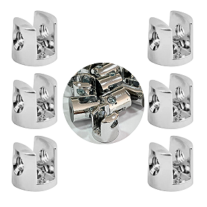 Kit 06 Suportes Fenda 6mm 2 Furos Cromado