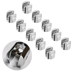Kit 10 Suportes Fenda Redondo 6mm 1 Furo Cromado