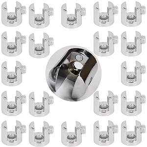 Kit 20 Suportes Fenda Redondo 6mm 1 Furo Cromado