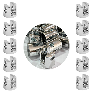 Kit 10 Suportes Fenda 6mm 2 Furos Cromado