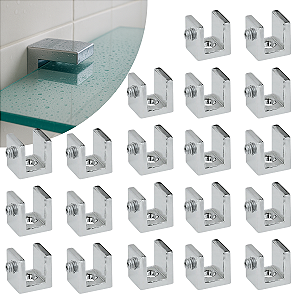 Kit 20 Suportes Fenda Quadrado 6mm 1 Furo Cromado