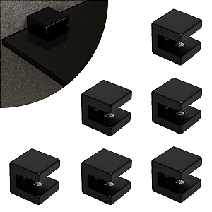 Kit 06 Suportes Fenda 6mm 1 Furo Quadrado Preto