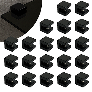 Kit 20 Suportes Fenda 6mm 1 Furo Quadrado Preto