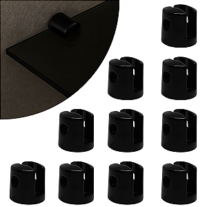 Kit 10 Suportes Fenda 6mm 2 Furo Redondo Preto