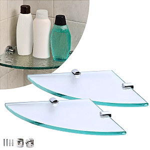 Kit 02 Prateleira de Vidro Canto 200x200x06 mm