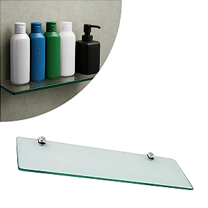 Prateleira Retangular 30cm Vidro Incolor / Pino Cromo