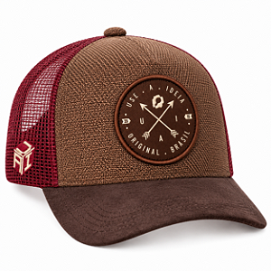 Boné Trucker Brasão Browm Marrom e Vinho | A Ideia