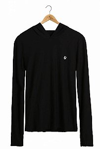 Camiseta Manga Longa Capuz Preta