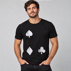 Camiseta Coração De Jogador Black Masculina Algodão - Preta