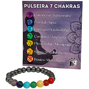 7 Chakras c/Hematita – Pulseira de Pedra 8mm