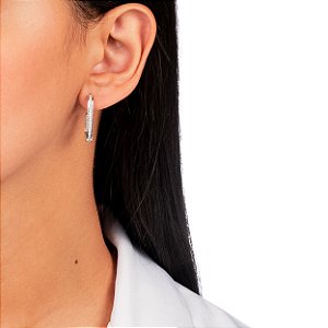 Brinco de Prata com Zircônias Brancas