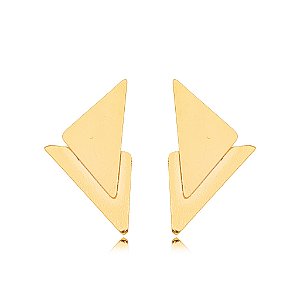 Brinco Triângulo Duplo Dourado