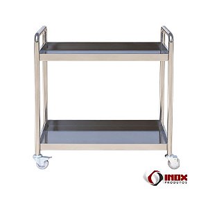 Carrinho 04 - Carrinho Industrial Inox Com 2 Planos em Forma de Bandeja