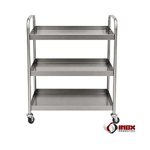 Carrinho 05 - Carrinho Industrial Inox Com 3 Planos em Forma de Bandejas